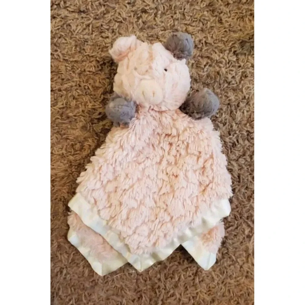 Mary Meyer Pink Pig Piggie Baby Security‎ Blanket Lovey Cream Satin Back
